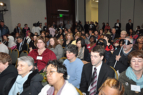 A standing-room-only crowd attended the March 26 roll-out of the Louis Braille Bicentennial Silver Dollar.