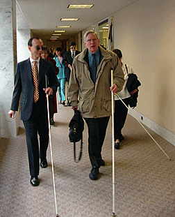 Dr. Schroeder has advocated in lecture halls and on Capitol Hill (pictured here) for the rights of blind people and the benefits of proper instruction and education, especially beginning at an early age.