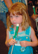 Child with her child-sized cane.